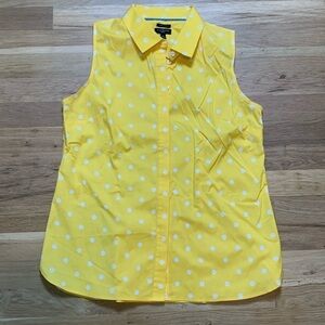Talbots Petites Sleeveless Collared Button Up Polka Dot Blouse Women’s 6P